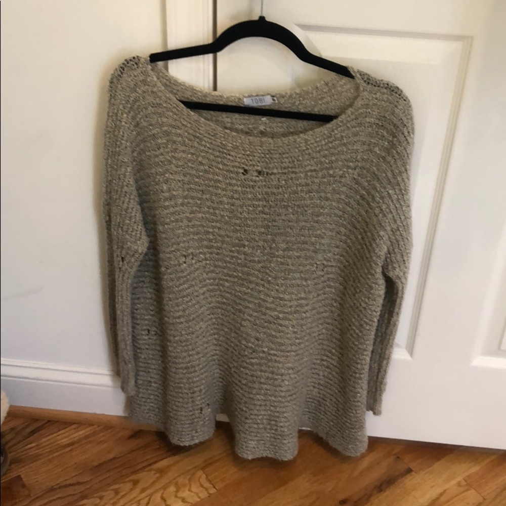Distressed piko style sweater